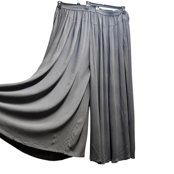 Lotus Traders Womens 3X Gray Gaucho Palazzo Pants Wide Leg Boho Comfortable - Picture 1 of 6